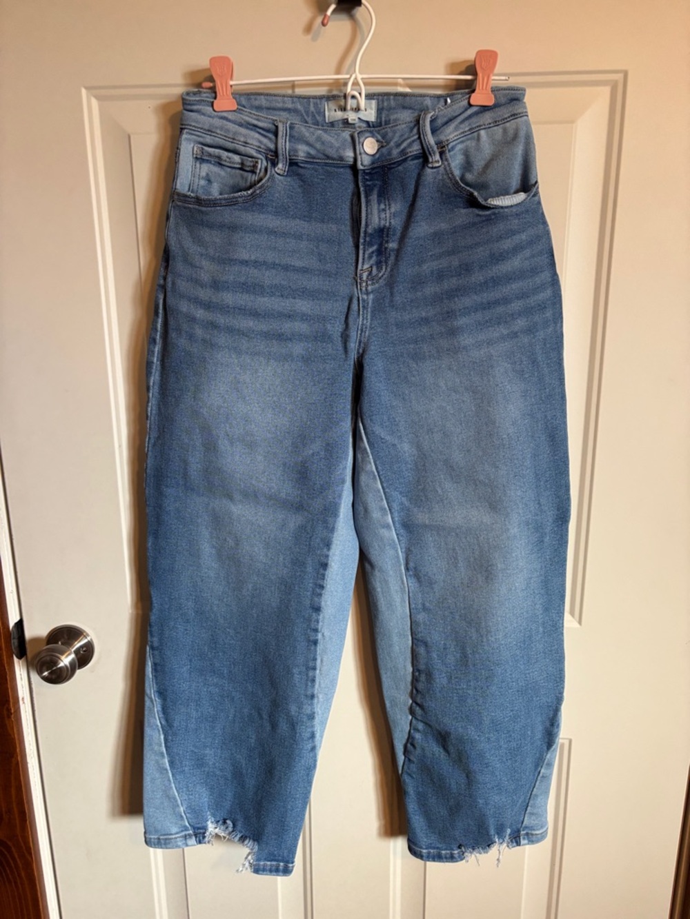 Risen raw edge slight barrel  Jeans - Blue